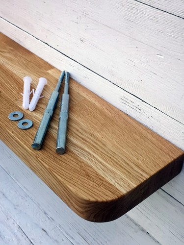 Solid oak wood floating mantel - solid,