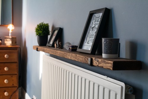 Rustic radiator shelf cover - rustic,