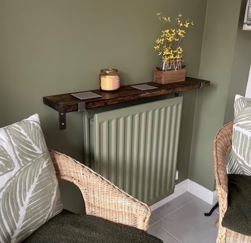 Rustic pine radiator shelf