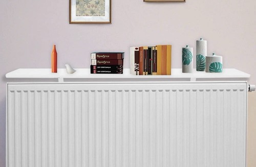 White wood radiator - radiator, shelves
